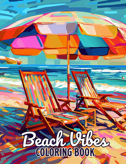 Beach Vibes 30 Pages Printable Coloring Book