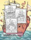 Nautical Ship 30 Pages Printable Coloring Book