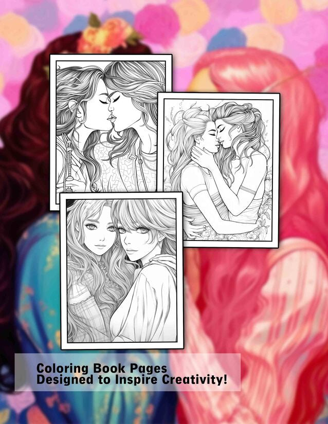 Lesbian Pride 30 Pages Printable Coloring Book