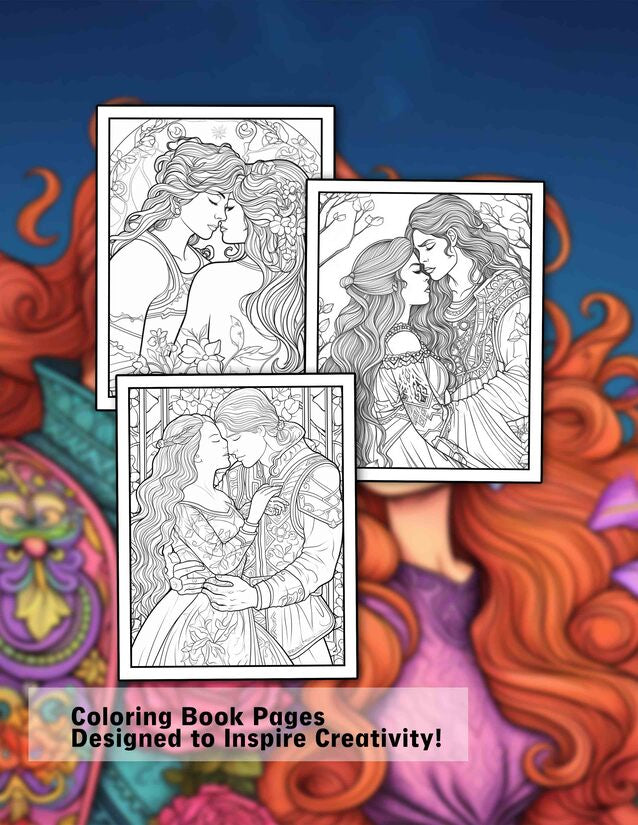 Fantasy Love 30 Pages Printable Coloring Book