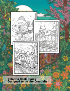 Enchanted Train 25 Pages Printable Coloring Book