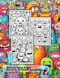 Monster Doodles 30 Pages Printable Coloring Book