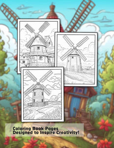 Windmill 30 Pages Printable Coloring Book