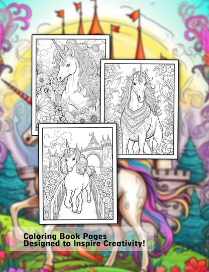 Unicorn Wonders 30 Pages Printable Coloring Book