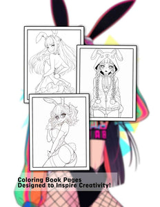 Bad Bunny Girl 30 Pages Printable Coloring Book