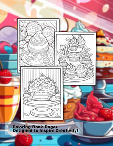 Sweet Desserts 30 Pages Printable Coloring Book