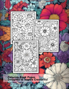 Floral Pattern 30 Pages Printable Coloring Book