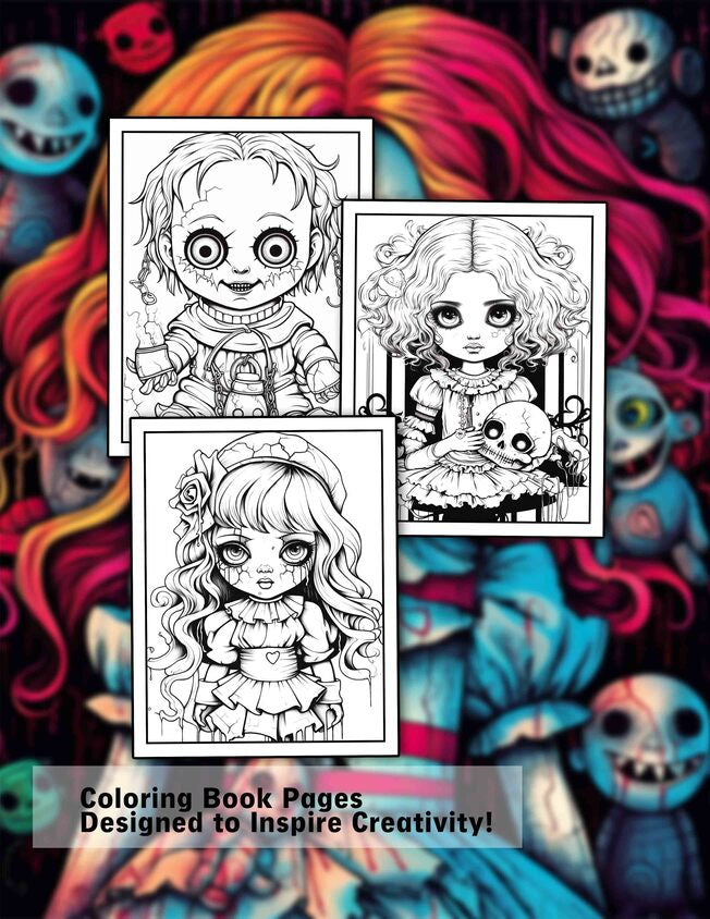 Creepy Doll 30 Pages Printable Coloring Book