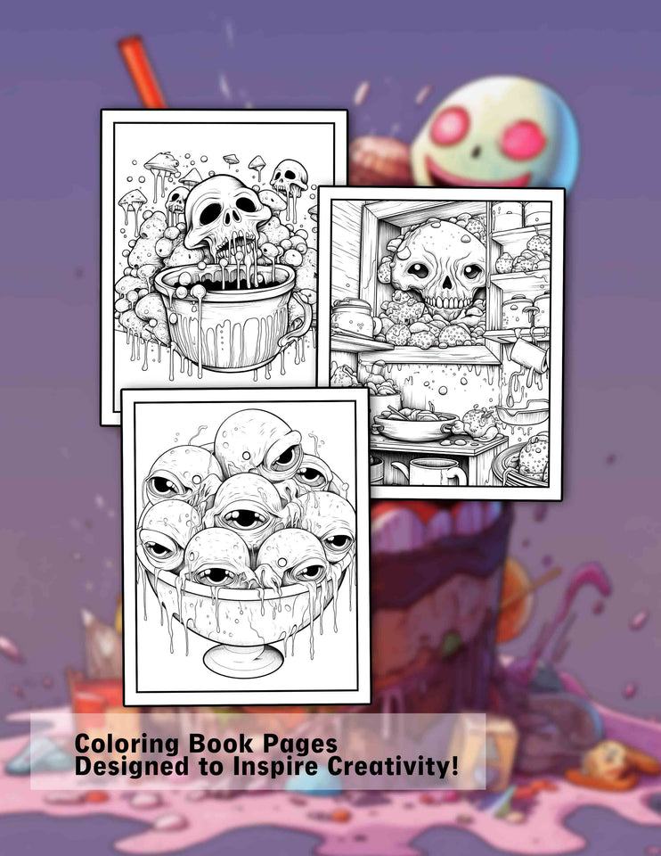 Creepy Food 30 Pages Printable Coloring Book