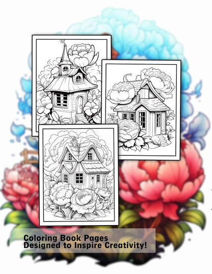 Blooming House 30 Pages Printable Coloring Book