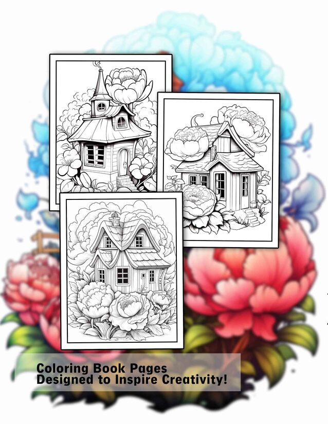 Blooming House 30 Pages Printable Coloring Book