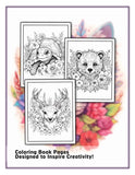 Floral Animals 30 Pages Printable Coloring Book