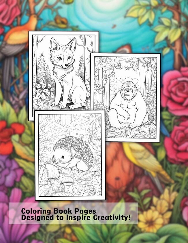 Animals In Woodland 30 Pages Printable Coloring Book