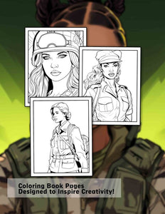 Military Girls 30 Pages Printable Coloring Book