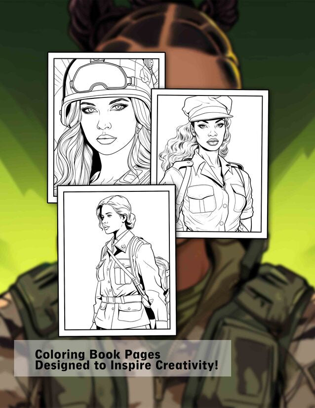 Military Girls 30 Pages Printable Coloring Book