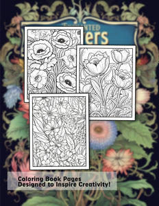 Enchanted Flowers 25 Pages Printable Coloring Book