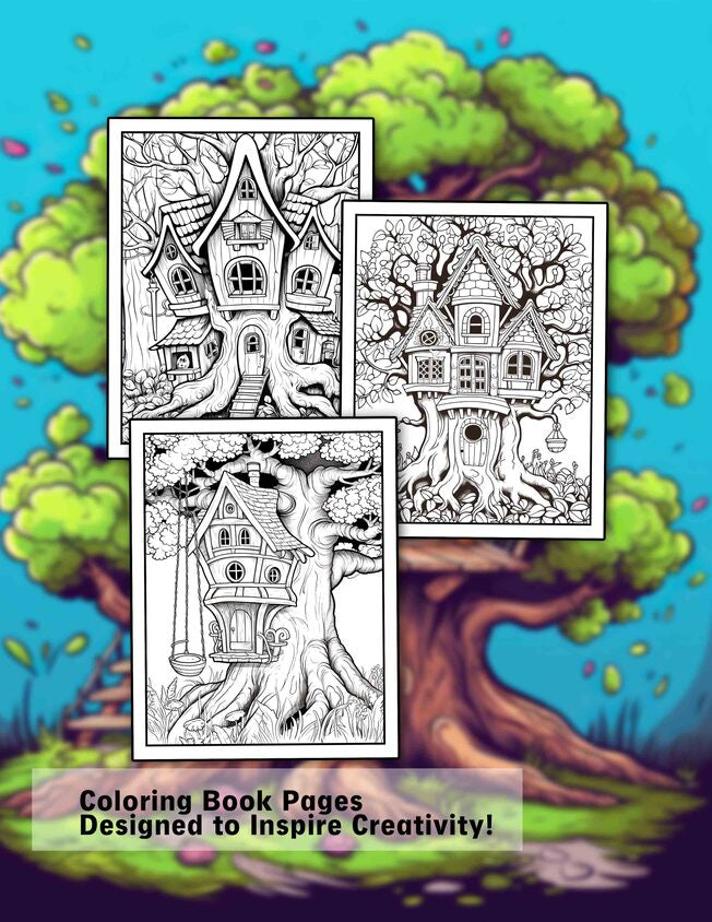 Tree House 30 Pages Printable Coloring Book