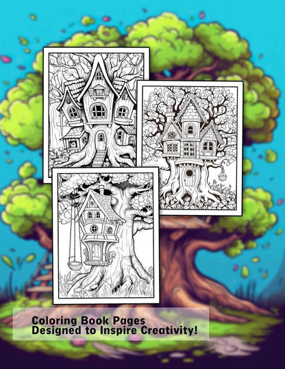 Tree House 30 Pages Printable Coloring Book