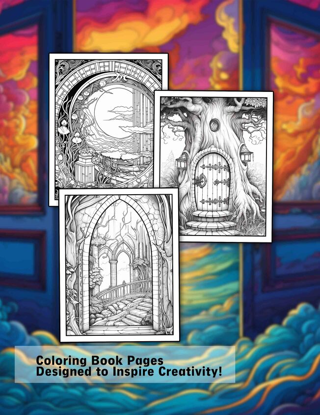 Surrealism Door 30 Pages Printable Coloring Book