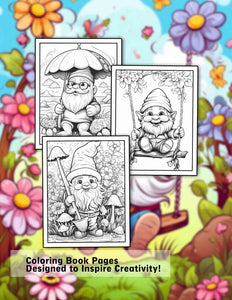 Cute Gnomes 30 Pages Printable Coloring Book