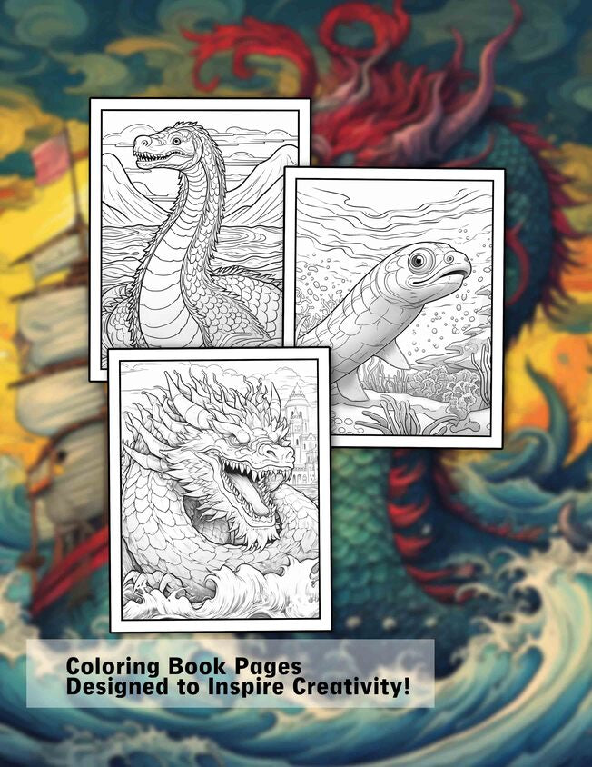 Sea Monster 30 Pages Printable Coloring Book