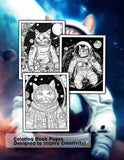 Astronaut Cat 30 Pages Printable Coloring Book