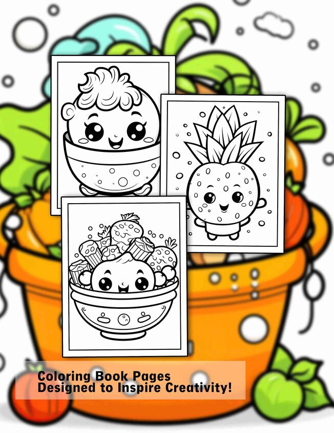 Kawaii Baby Food 30 Pages Printable Coloring Book