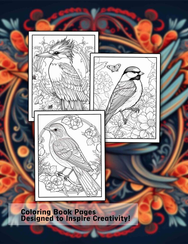 Birds Mandalas 30 Pages Printable Coloring Book