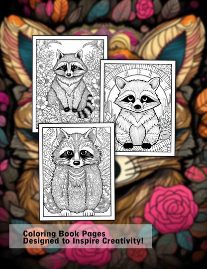 Mandala Raccoons 30 Pages Printable Coloring Book