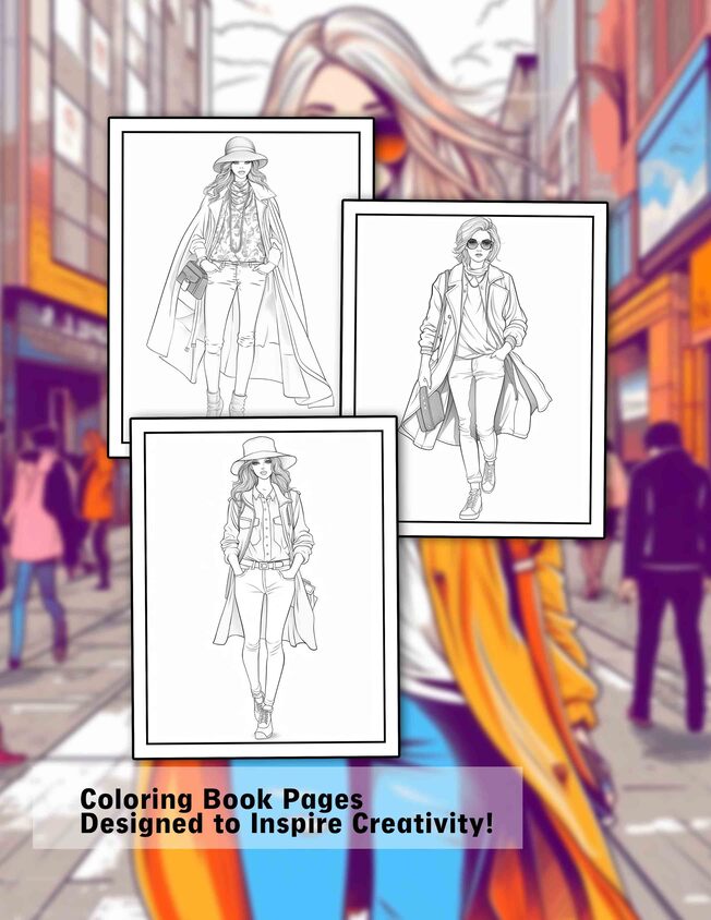 Girl Street Style 30 Pages Printable Coloring Book