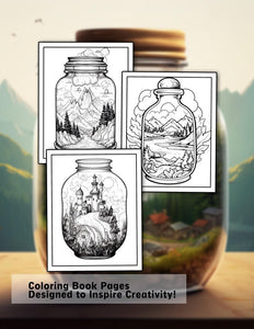 Landscape In Bottle 30 Pages Printable Coloring Book