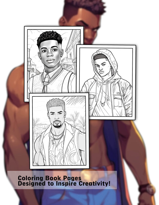 Handsome Black Men 30 Pages Printable Coloring Book