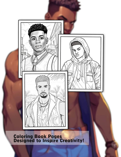 Handsome Black Men 30 Pages Printable Coloring Book