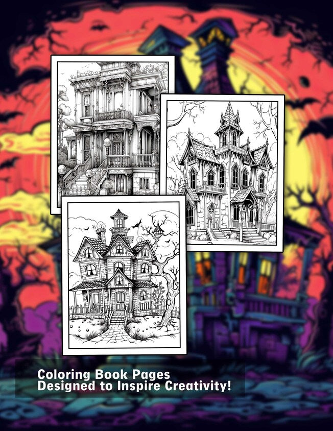 Haunted House 30 Pages Printable Coloring Book