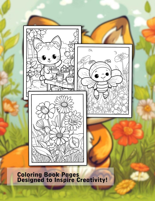 Cute Spring 30 Pages Printable Coloring Book
