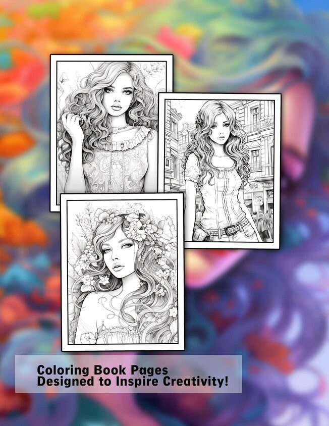 Pretty Girl 30 Pages Printable Coloring Book