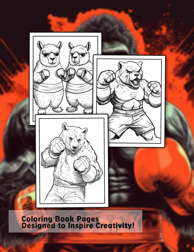 Animals Boxing 30 Pages Printable Coloring Book