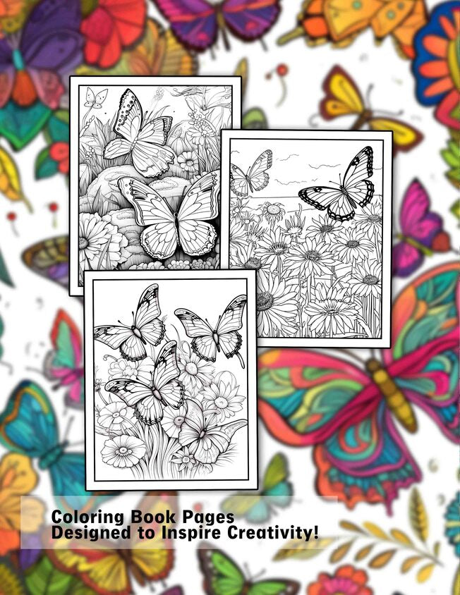 The Butterfly Garden 30 Pages Printable Coloring Book