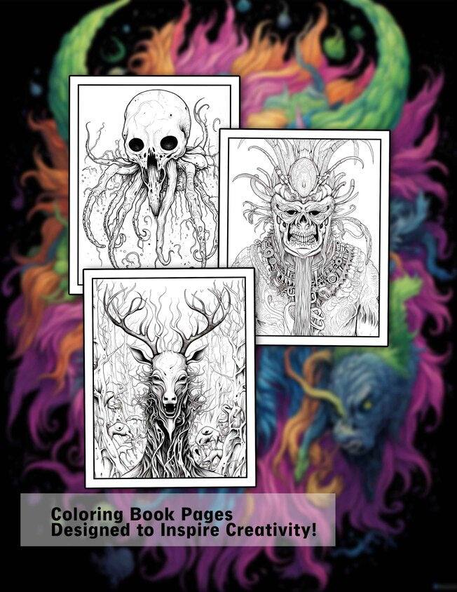 Creepy Creature 35 Pages Printable Coloring Book