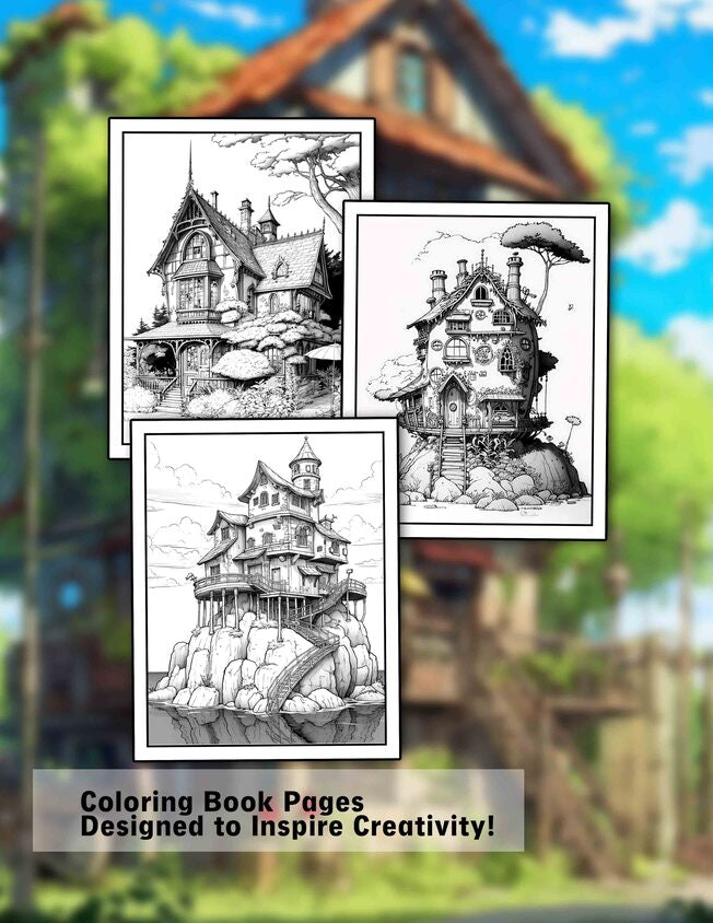 Relaxing Ghibli House Style 30 Pages Printable Coloring Book