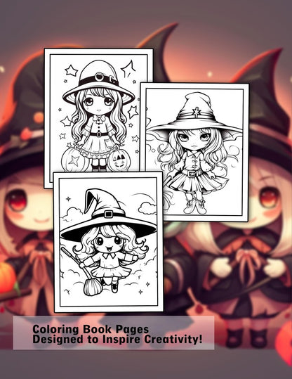 Kawaii Witch 30 Pages Printable Coloring Book