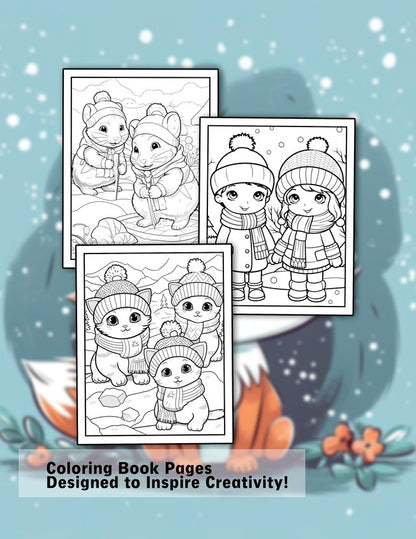 Cute Winter 30 Pages Printable Coloring Book