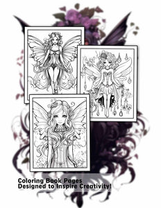 Goth Fairies 30 Pages Printable Coloring Book