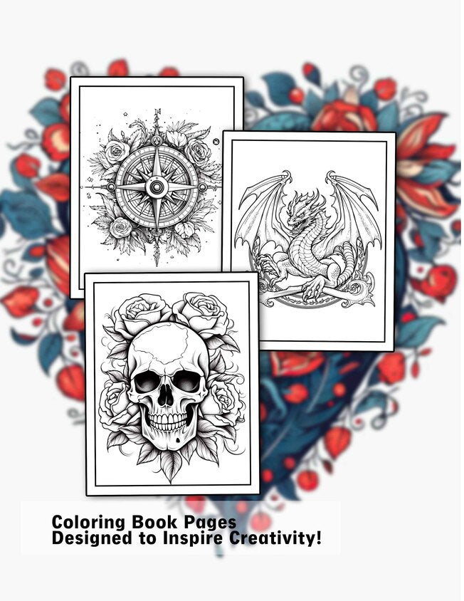 Tattoos Coloring Book 30 Pages Printable Coloring Book