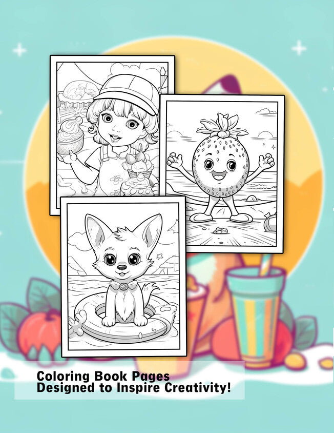 Cute Summer 30 Pages Printable Coloring Book