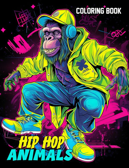 Hip Hop Animals 30 Pages Printable Coloring Book
