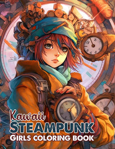 Kawaii Steampunk Girls 30 Pages Printable Coloring Book