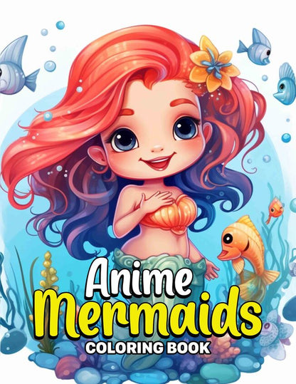 Anime Mermaid 30 Pages Printable Coloring Book