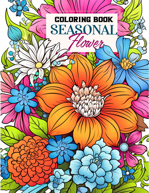 Seasonal Flower 25 Pages Printable Coloring Book