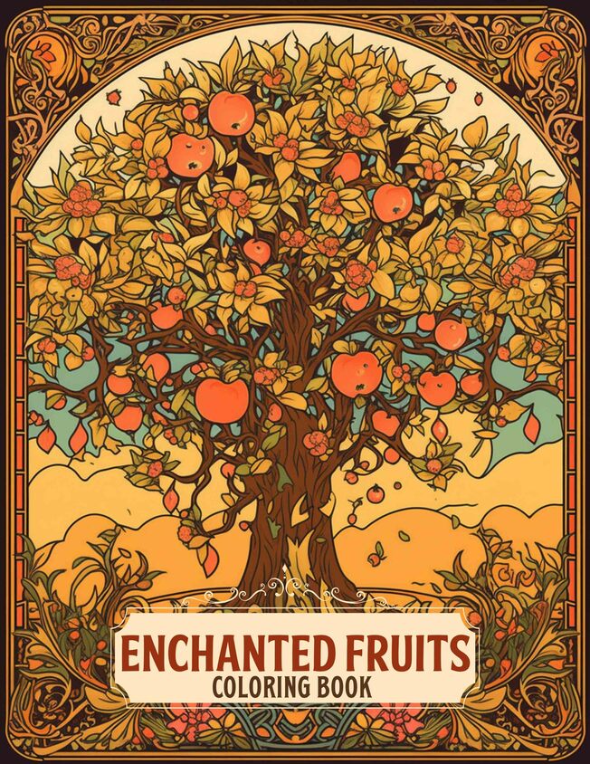 Enchanted Fruits 25 Pages Printable Coloring Book